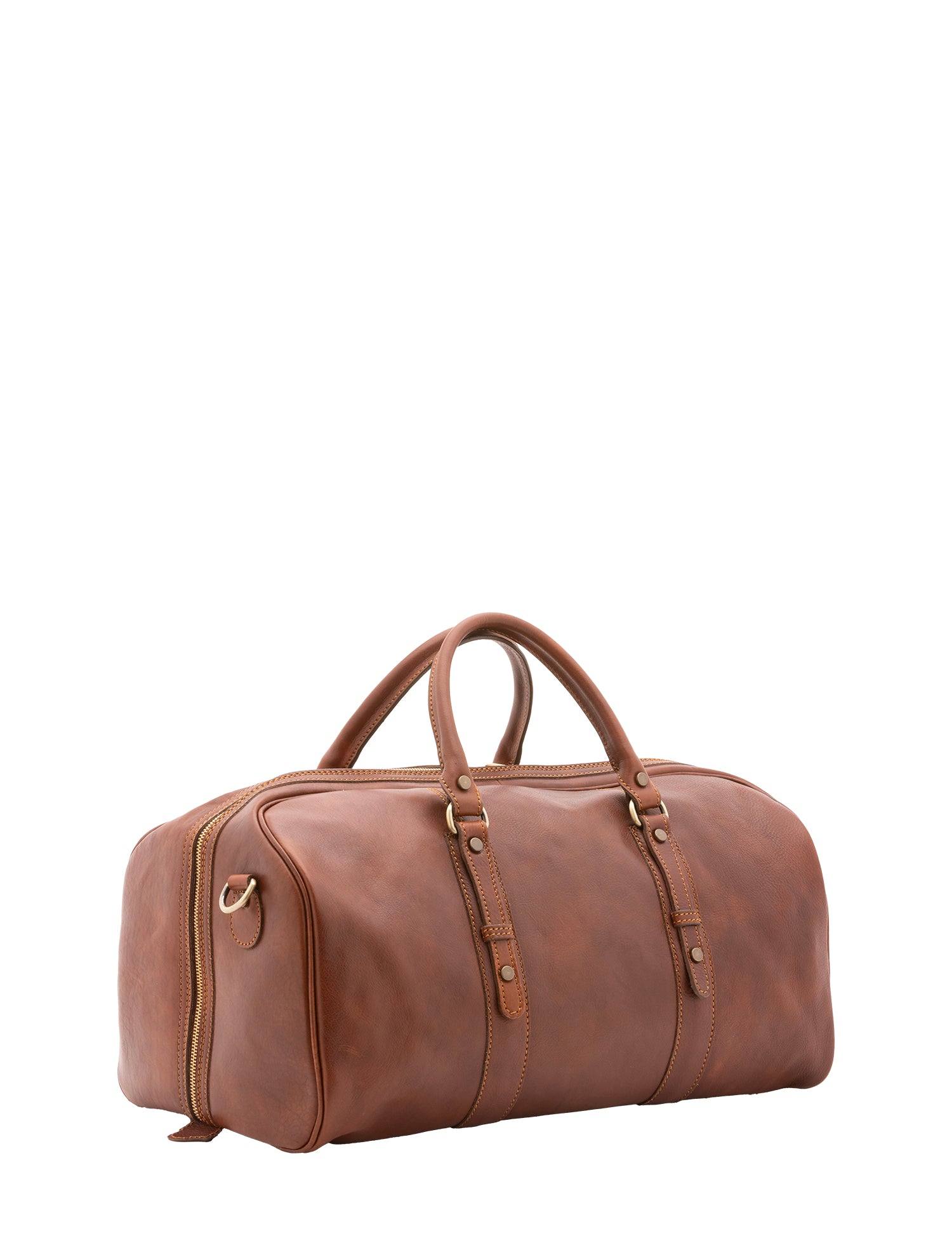 Borsa da viaggio unisex in vera pelle 100% cotone 4514-MARRONE Alessia Firenze