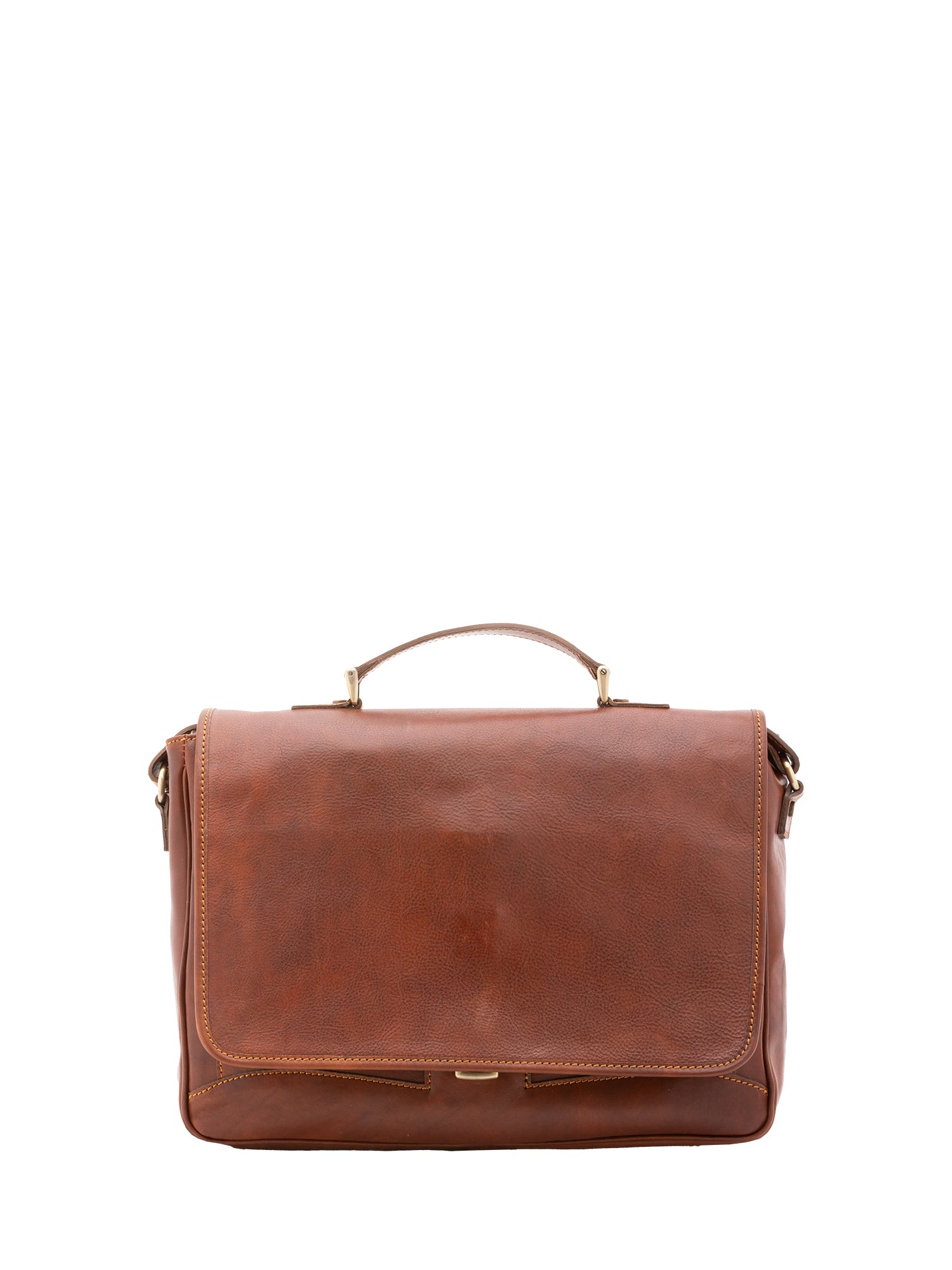 Borsa a mano unisex in vera pelle Made in Italy 4576-MARRONE Alessia Firenze