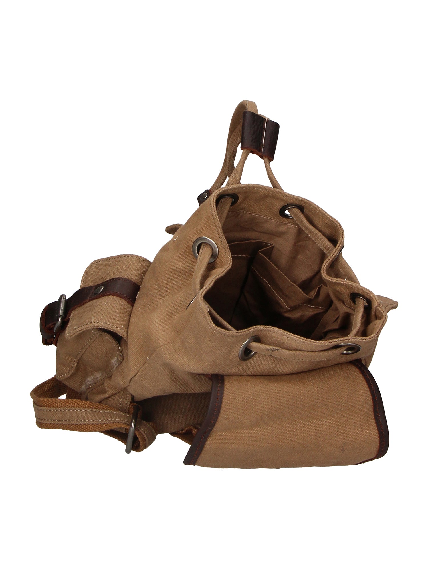 Micaela ZG3006-FANGO TAUPE Zaino unisex in canvas e vera pelle Gave Lux