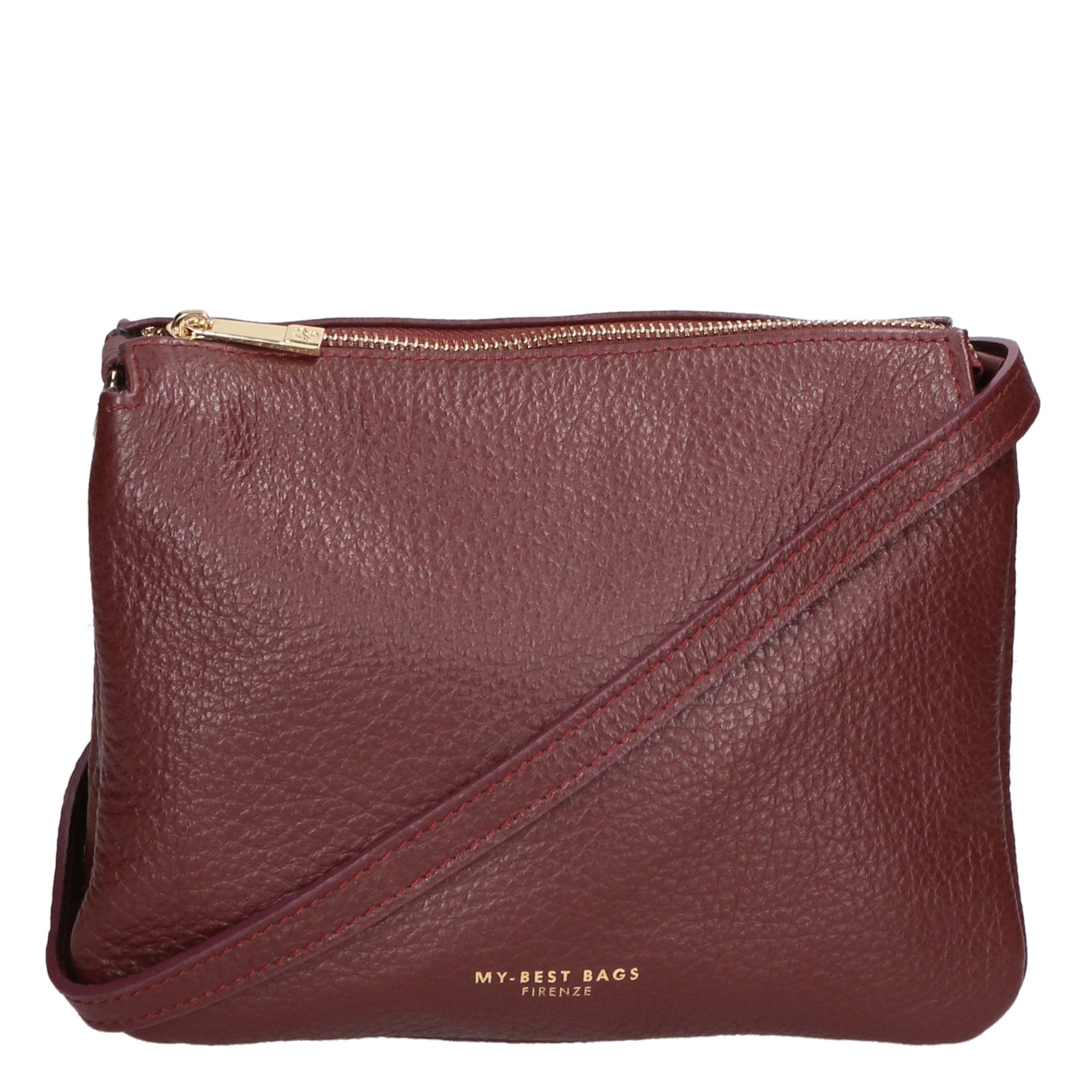 Borsa a tracolla da donna 100% pelle MYB-6057-FW-D54 BORDO SCURO My Best Bag