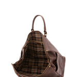 Borsa da viaggio unisex vera pelle 100% cotone 4546-TESTA DI MORO Alessia Firenze