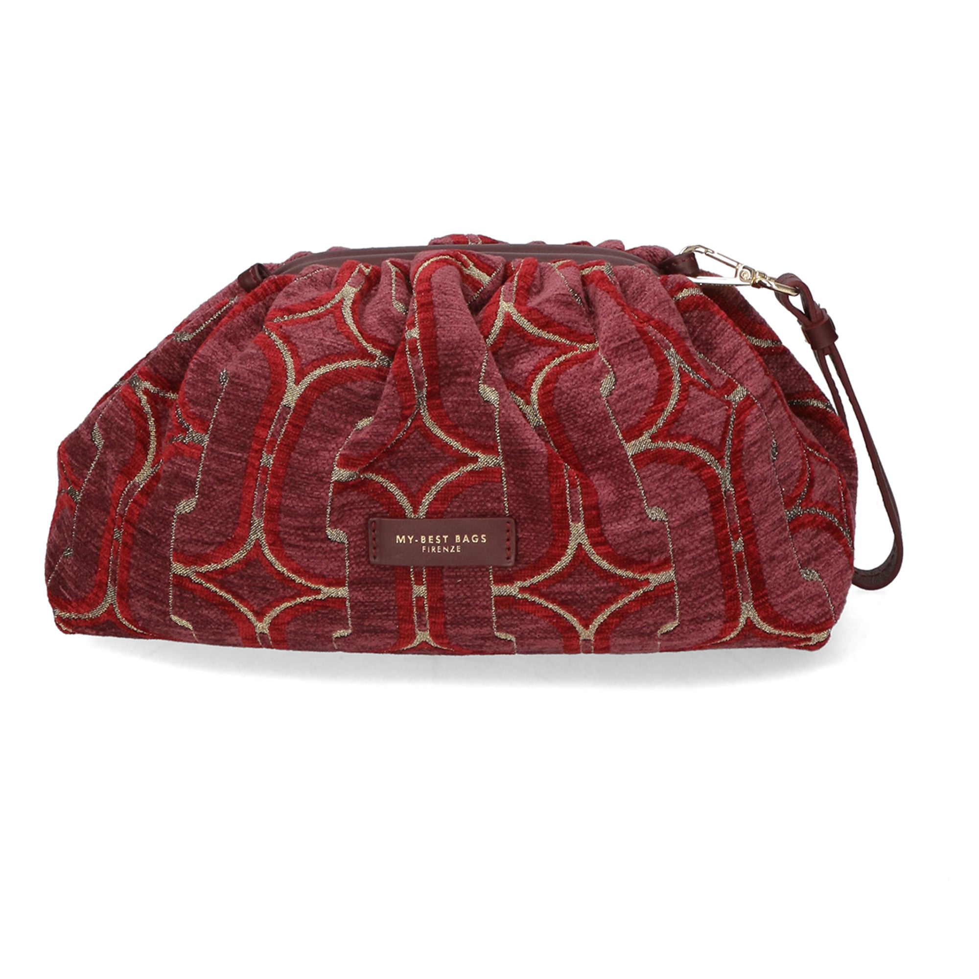 Borsa a tracolla da donna Velluto e pelle MYB-8018-FW-6 BORDO My Best Bag