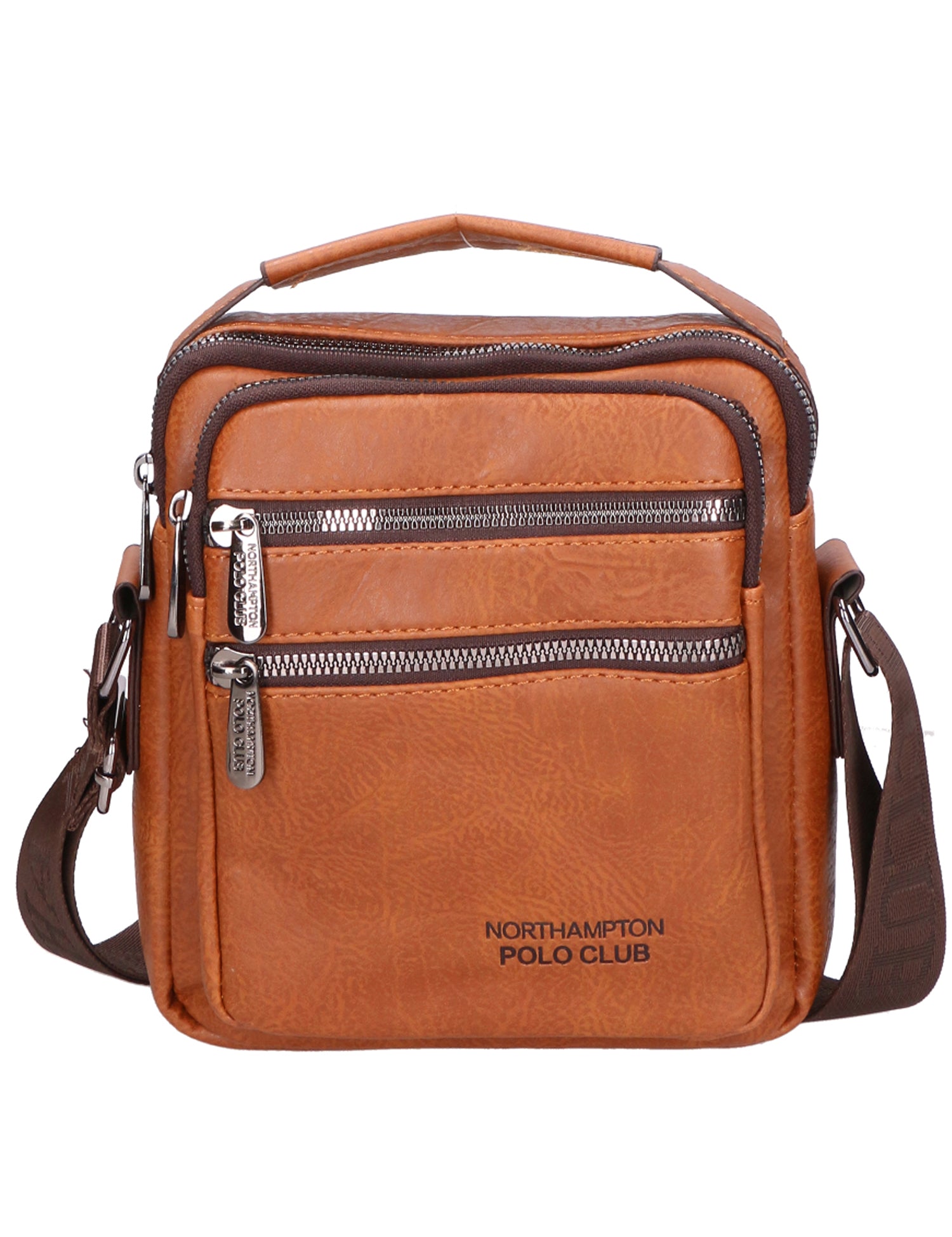 Borsa a tracolla uomo 100% pelle PU PCL3055-BROWN Northampton Polo Club