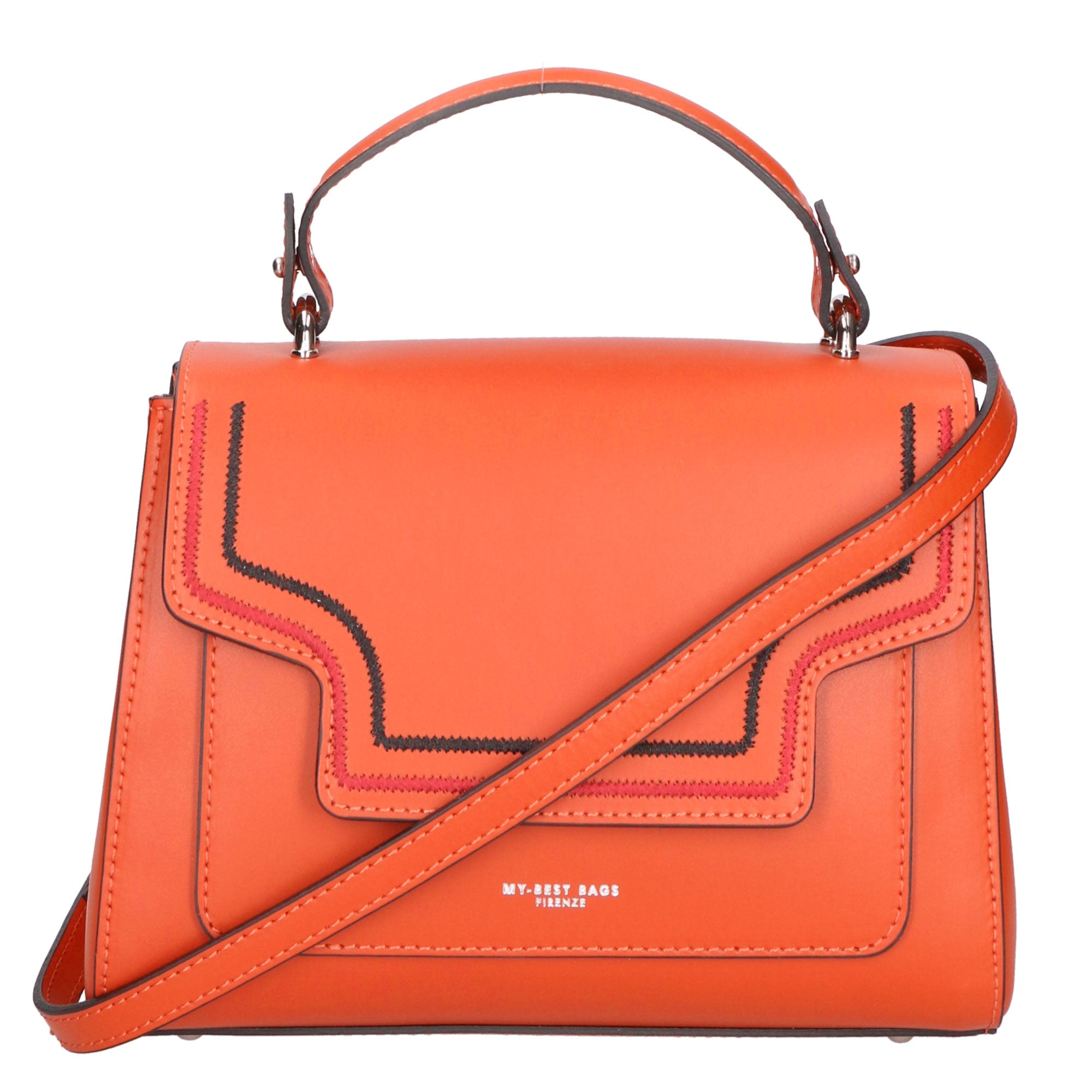 Borsa a mano da donna Vera pelle italiana MYB-6002-FW-L311 MATTONE My Best Bag