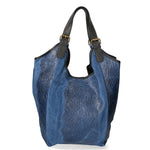 Denise Borsa a spalla da donna Pelle scamosciata stampata 80011-BLU Gave Lux