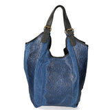 Denise Borsa a spalla da donna Pelle scamosciata stampata 80011-BLU Gave Lux