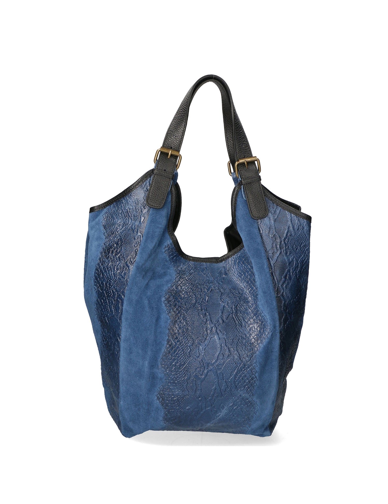 Denise Borsa a spalla da donna Pelle scamosciata stampata 80011-BLU Gave Lux
