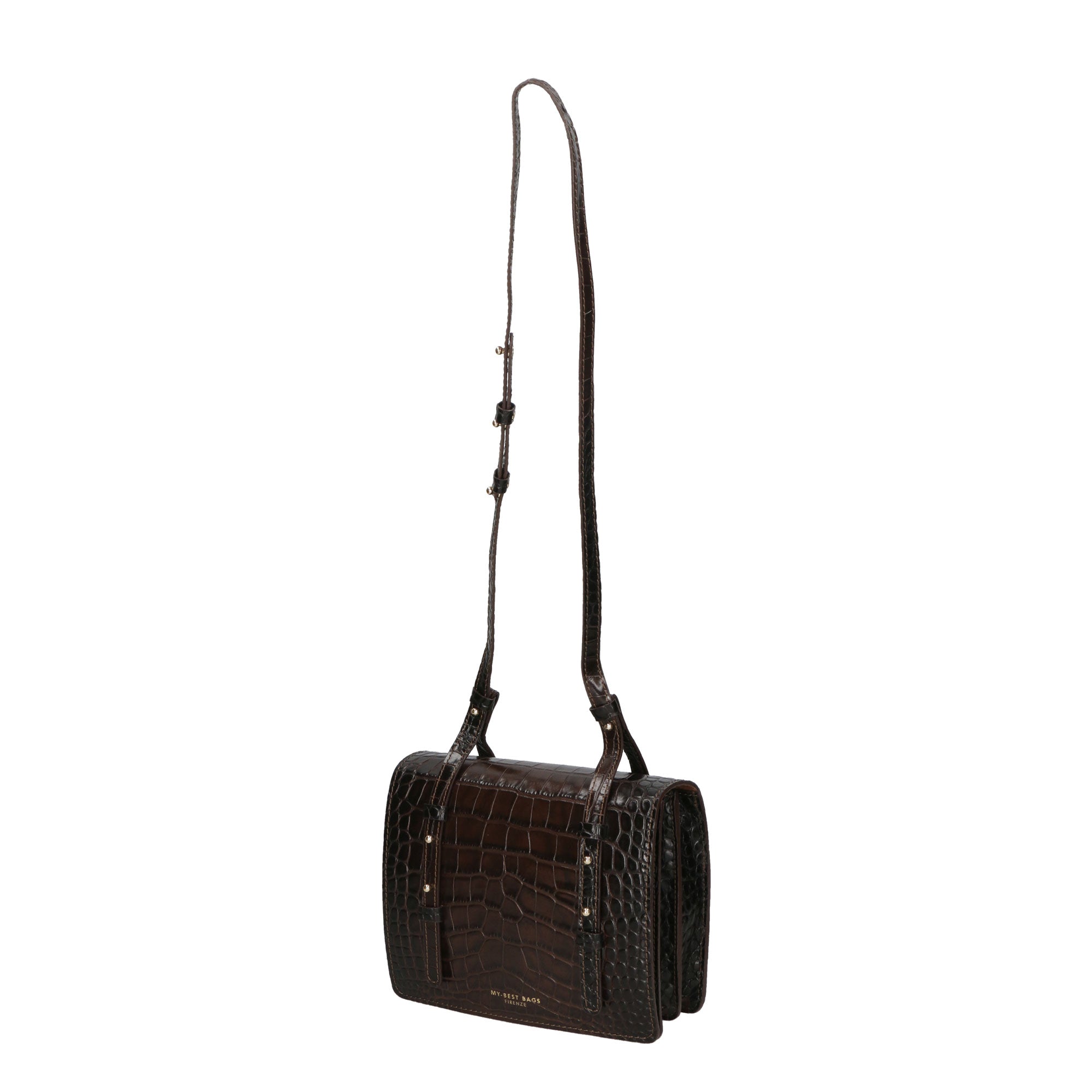 Borsa a tracolla da donna Pelle Croco MYB-8006-FW-BRUCIATO My Best Bag