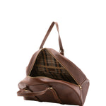 Borsa da viaggio unisex in vera pelle 100% cotone 4589-TESTA DI MORO Alessia Firenze