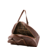 Borsa da viaggio unisex in vera pelle 100% cotone 4589-TESTA DI MORO Alessia Firenze