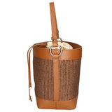 Borsa a secchiello da donna Misto pelle e tessuto MYB-05165-SS-25+S17 CUOIO SCURO My Best Bag