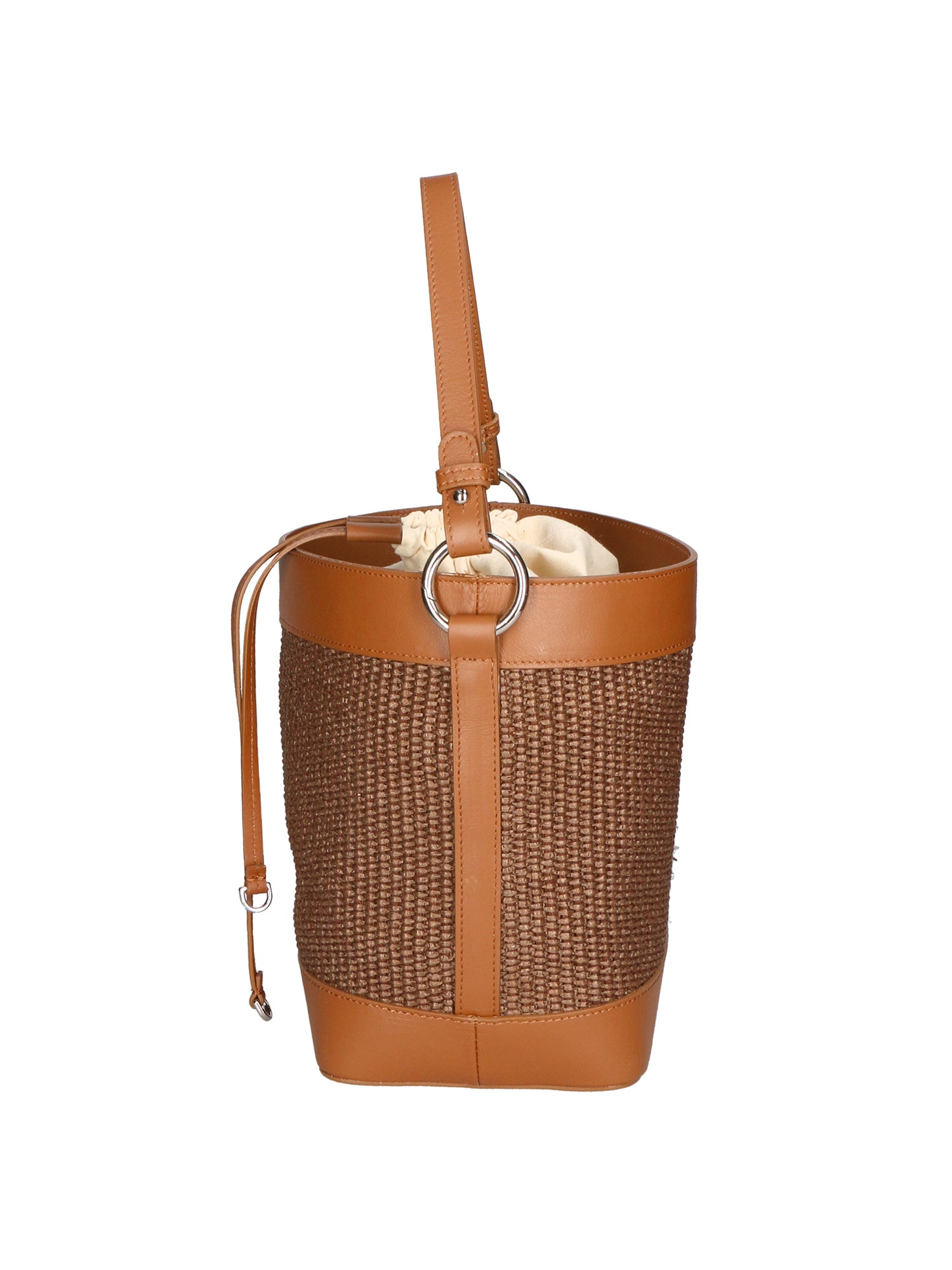 Borsa a secchiello da donna Misto pelle e tessuto MYB-05165-SS-25+S17 CUOIO SCURO My Best Bag