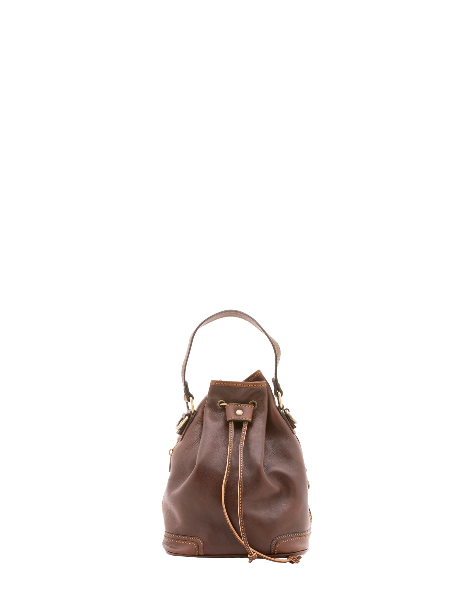 Borsa a secchiello unisex in vera pelle 100% cotone 4535-TESTA DI MORO Alessia Firenze