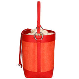 Women's bucket bag, mixed leather and fabric, Made in Italy, 24x18x15 cm