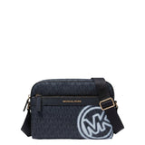 Borsa a Tracolla in Canvas + Leather Blu Scuro
