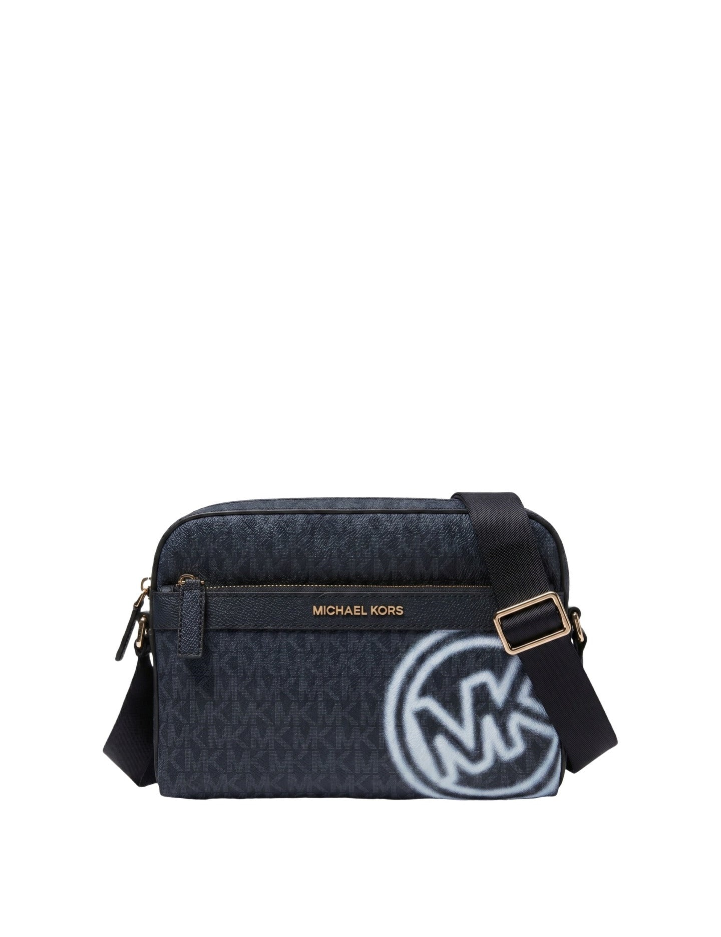 Borsa a Tracolla in Canvas + Leather Blu Scuro