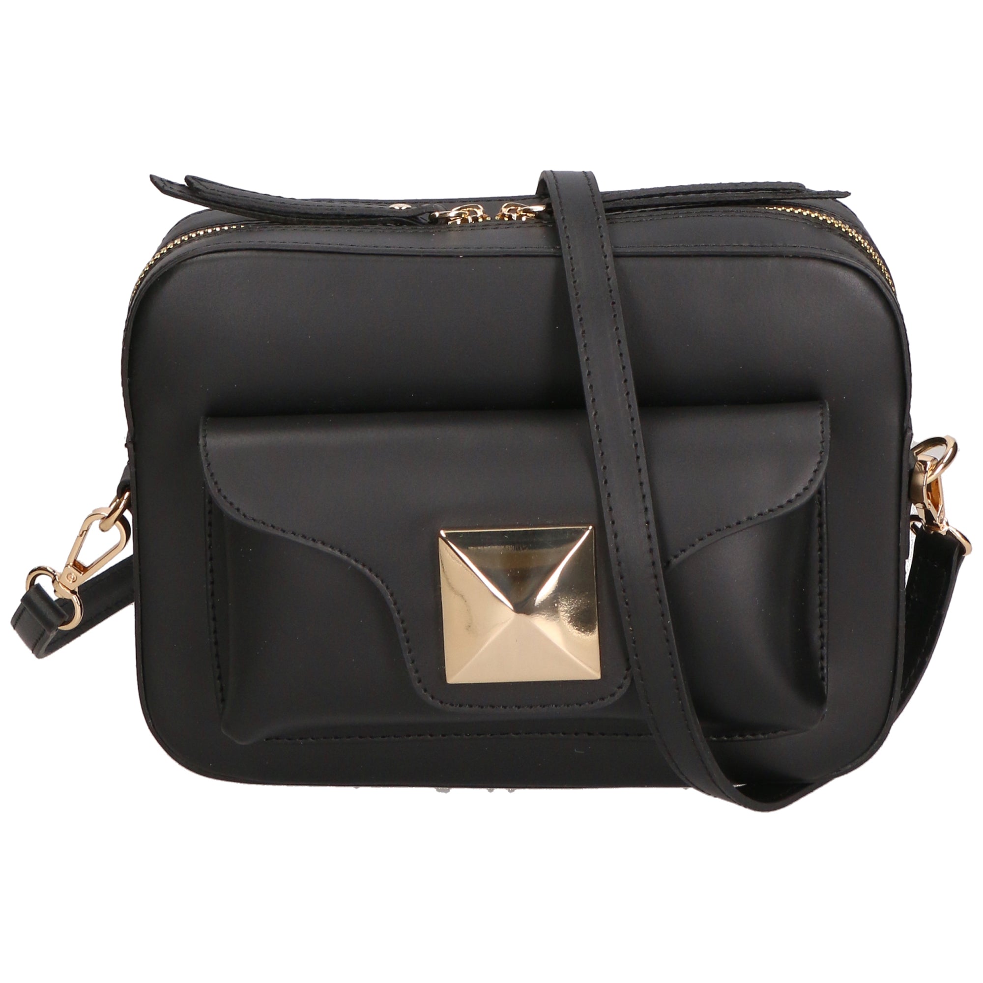 Ilenia Borsa a tracolla da donna 100% pelle 06013-P218 NERO Gave Lux