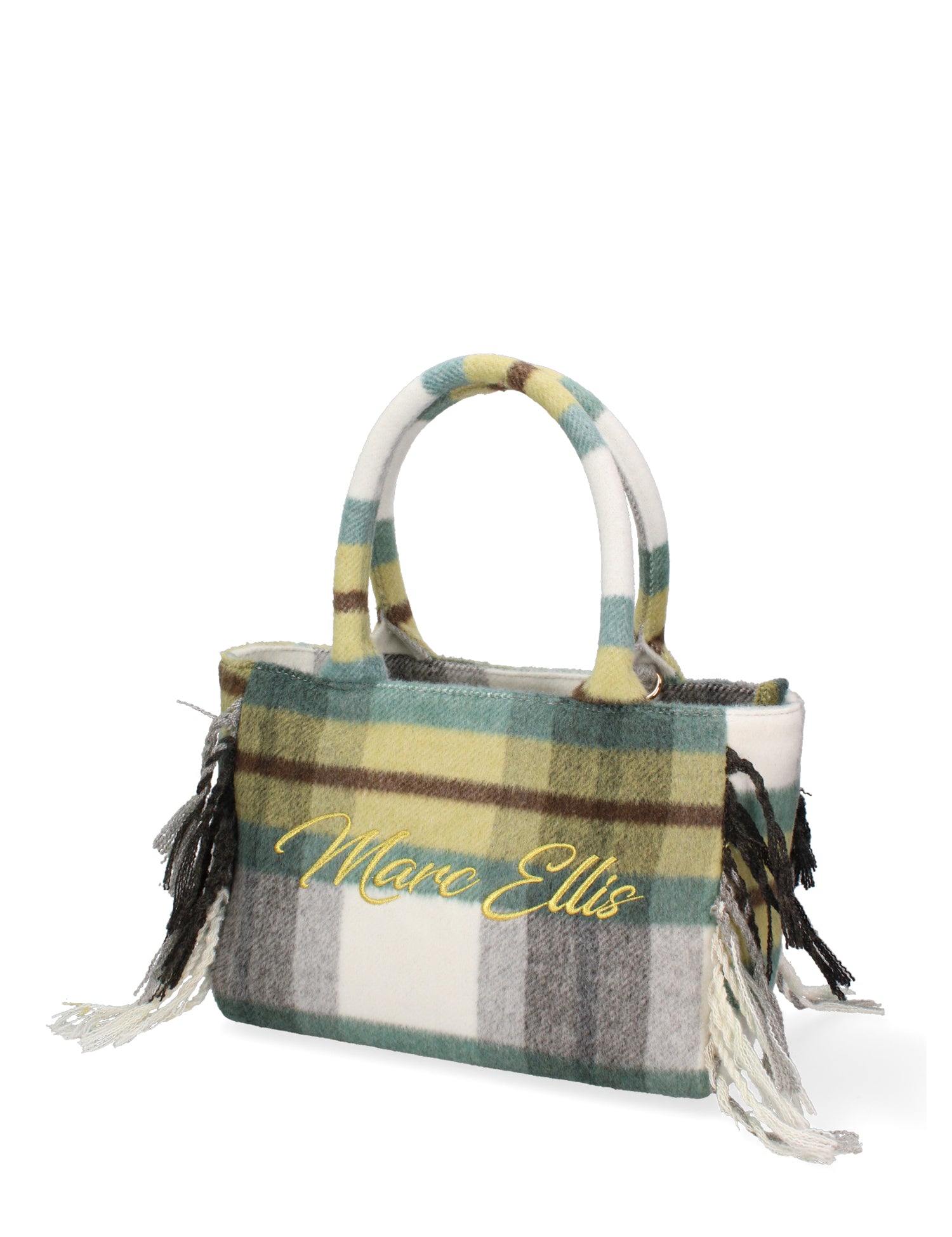 Borsa a mano da donna 100% lana e tessuto BUBY-TARTAN-M-PYRATE GREEN Marc Ellis