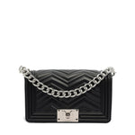 Borsa a mano da donna 100% PVC FLAT S MANHATTAN-BLACK + SILVER Marc Ellis