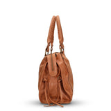 Borsa a Spalla in Genuine Printed Suede Leather Marrone