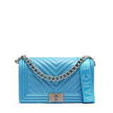 Borsa a mano da donna 100% PVC FLAT M-NORSE BLUE + OFF SILVER Marc Ellis