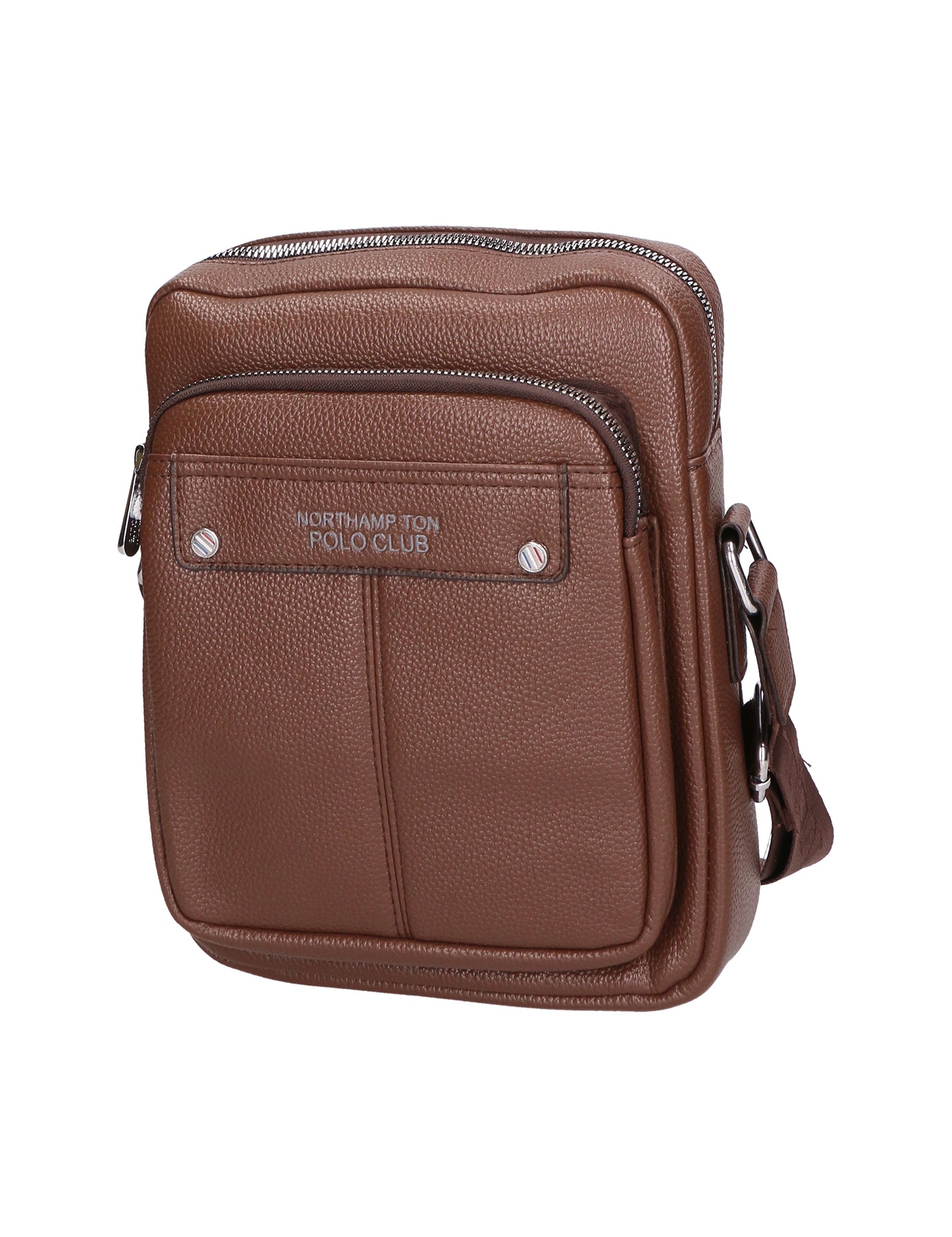 Borsa a tracolla uomo 100% PU Leather PCL3023-LIGHT BROWN Northampton Polo Club