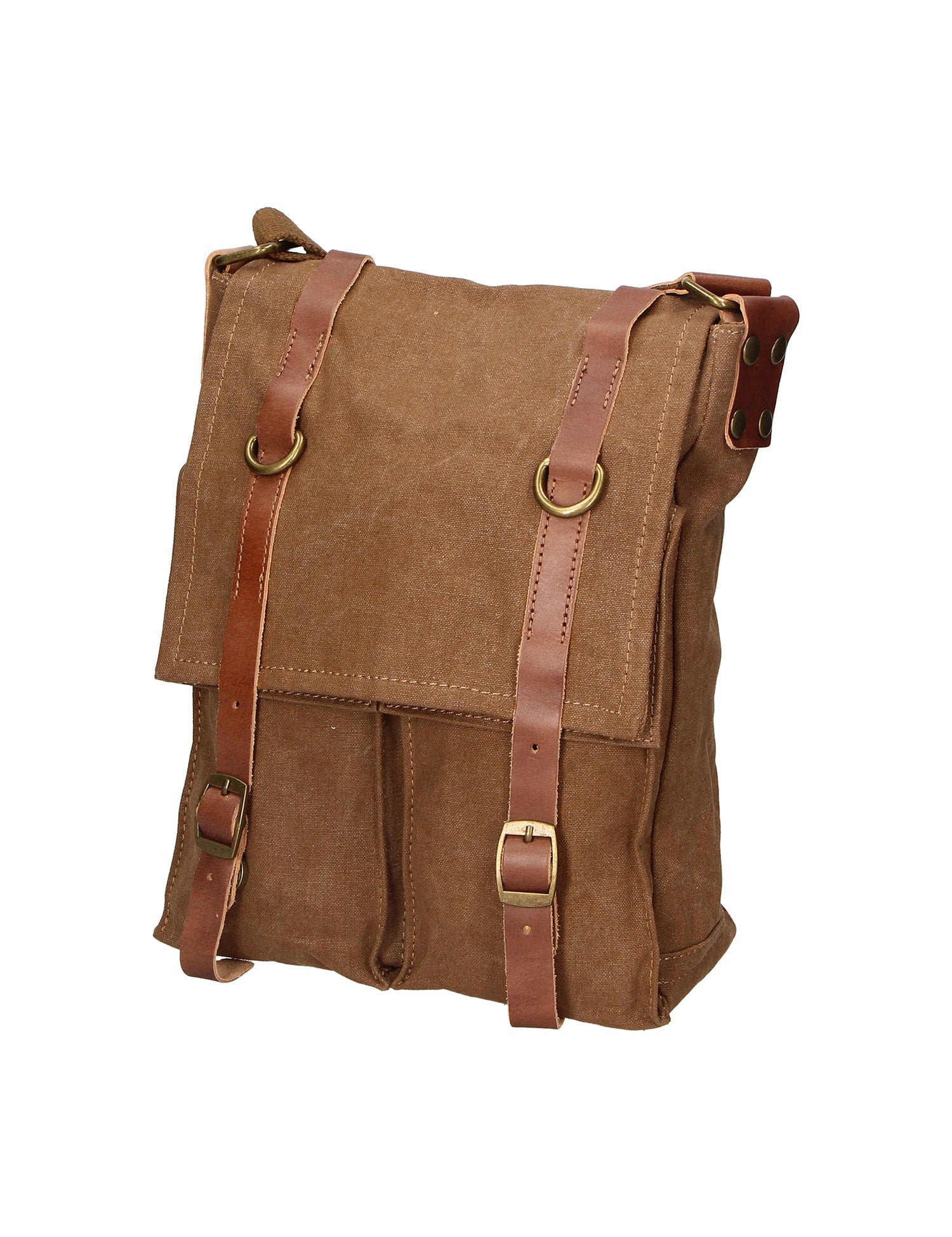 Milena Borsa a tracolla unisex Canvas e vera pelle ZG3009-FANGO TAUPE Gave Lux