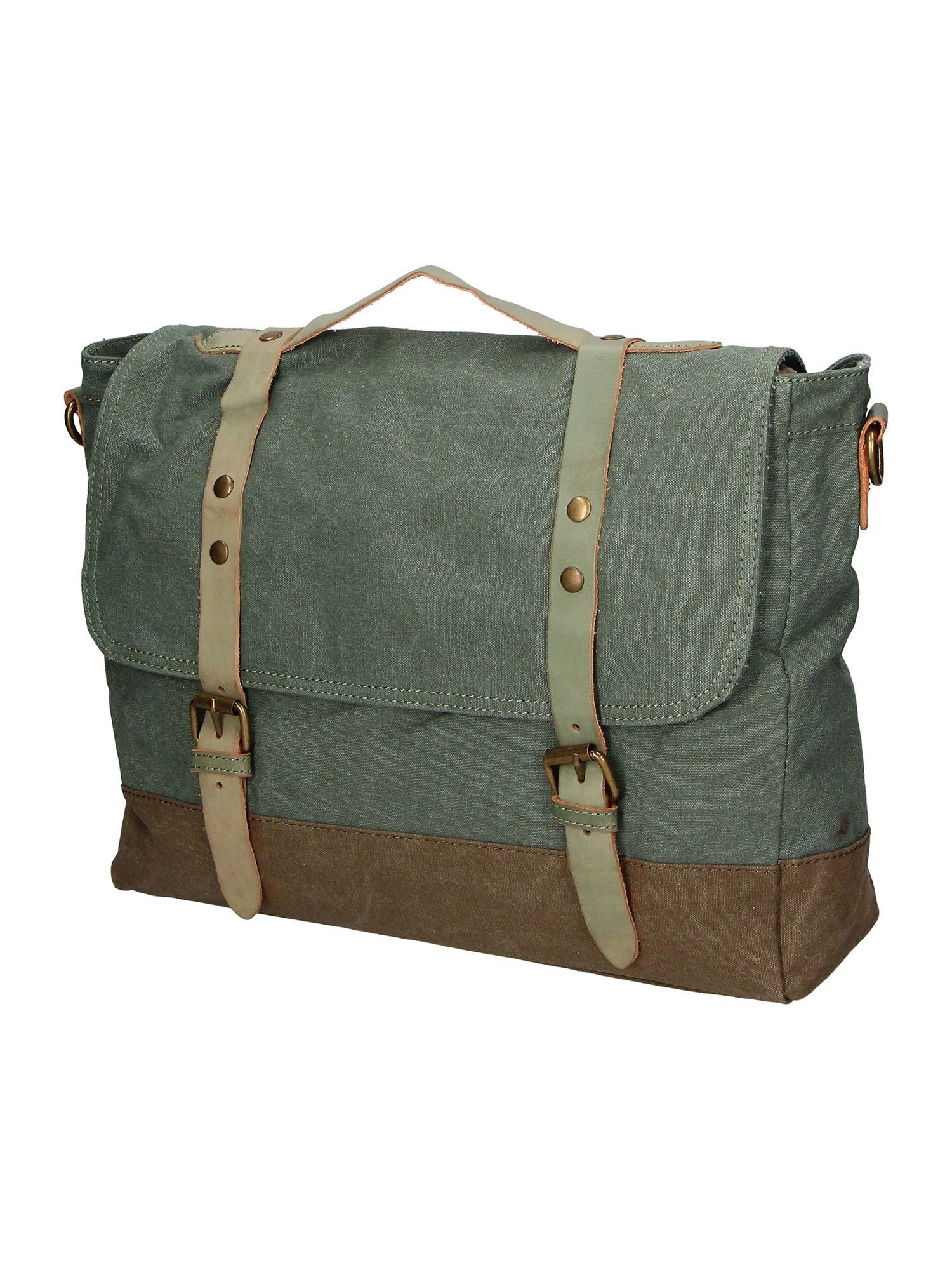 Minerva Borsa a mano unisex Canvas e pelle ZG3011-VERDE GREEN Gave Lux