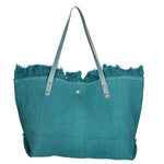 Agnese Borsa Shopper da donna Cotone e pelle 04649-D32 TURCHESE TURQUOISE Gave Lux