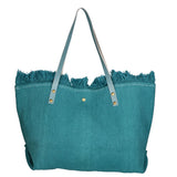 Agnese Borsa Shopper da donna Cotone e pelle 04649-D32 TURCHESE TURQUOISE Gave Lux
