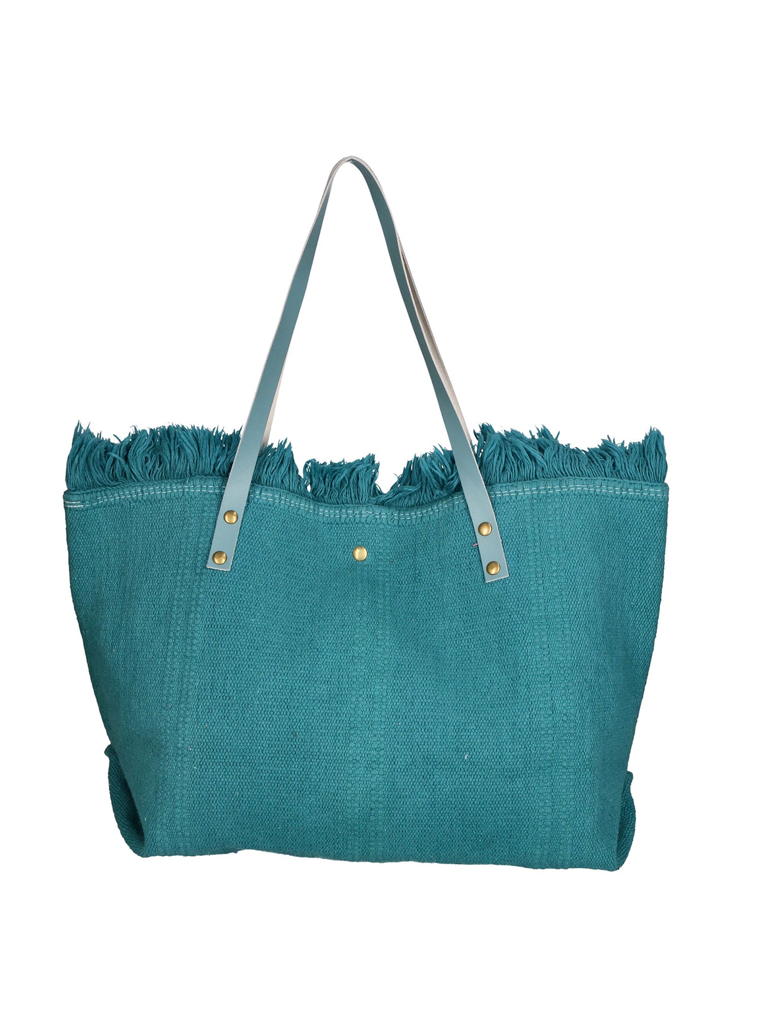 Agnese Borsa Shopper da donna Cotone e pelle 04649-D32 TURCHESE TURQUOISE Gave Lux