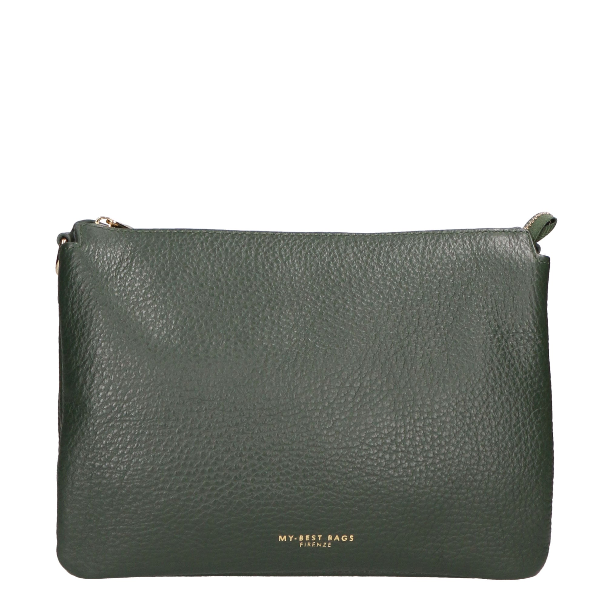 Borsa a tracolla da donna 100% pelle MYB-6049-FW-D14 VERDE SCURO DARK GREEN My Best Bag