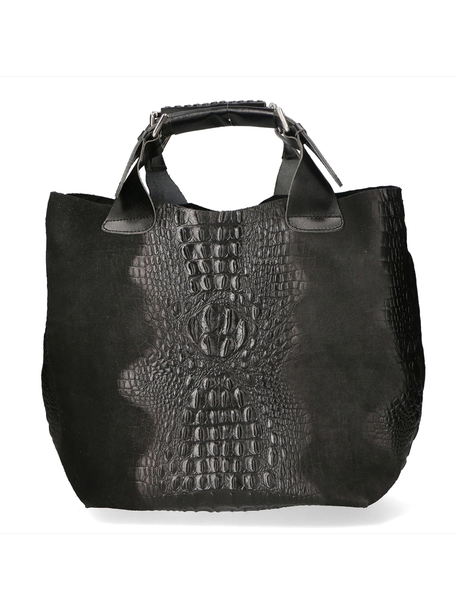 Eufemia Borsa a spalla da donna Pelle Croco Stampata 9007 1-NERO Gave Lux