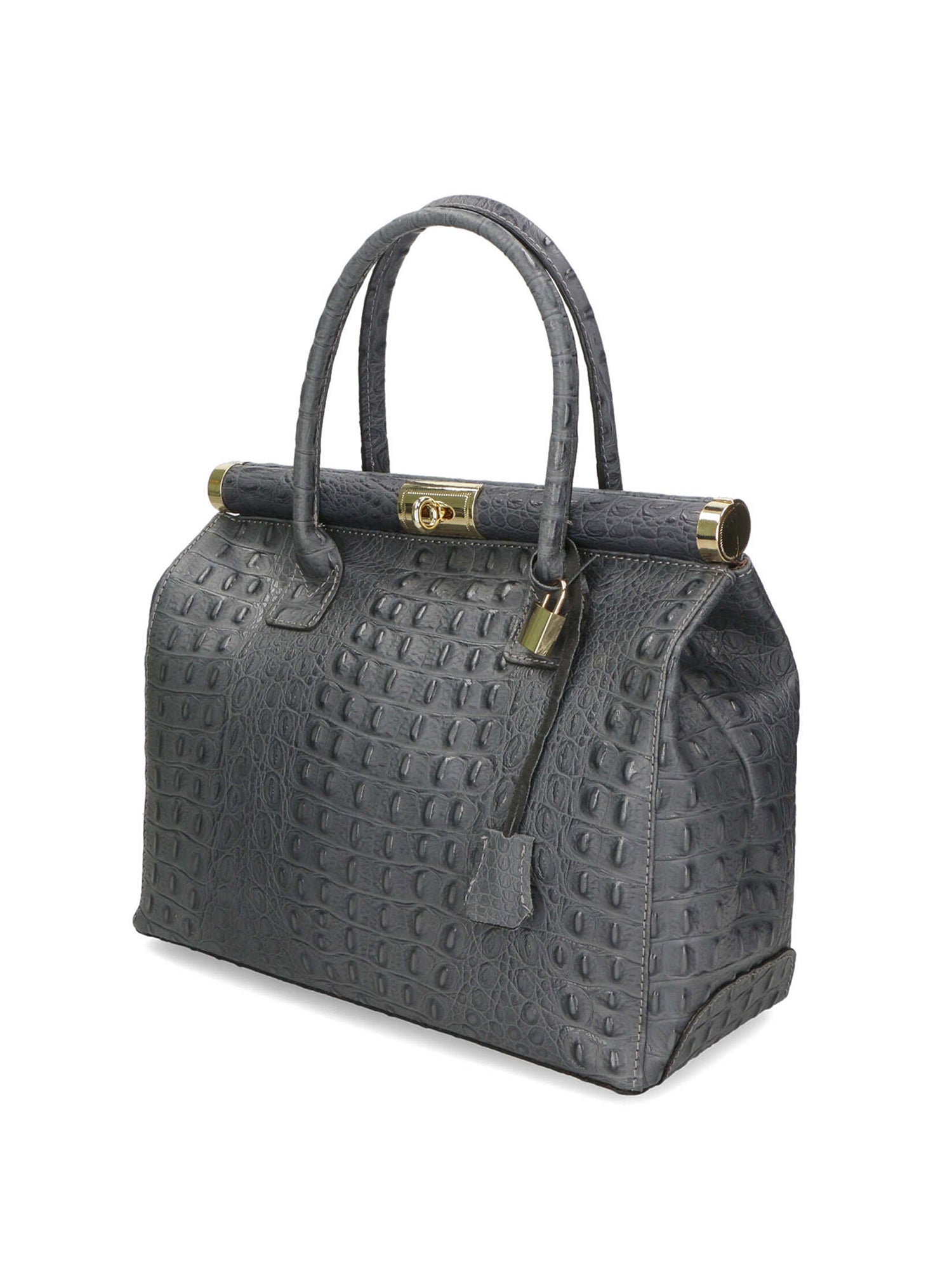 Deborah Borsa a mano da donna Pelle Croco Stampata 7727-C16 GRIGIO Gave Lux