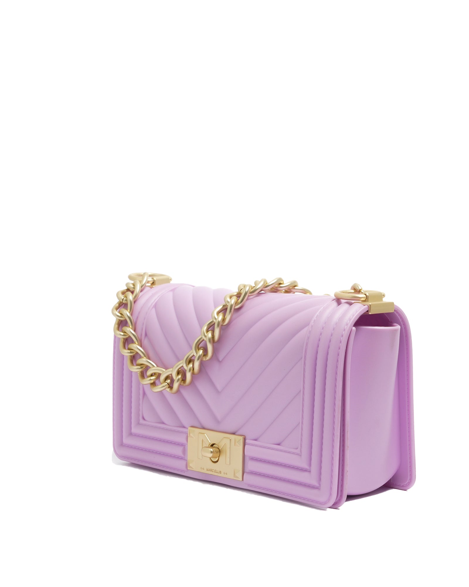 Borsa a mano da donna 100% Pvc FLAT S-ORCHID BOUQUET + OFF GOLD Marc Ellis