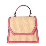 Borsa a mano da donna Pelle e Paglia X12-L126 ROSA ANTICO Roberta Rossi