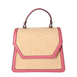 Borsa a mano da donna Pelle e Paglia X12-L126 ROSA ANTICO Roberta Rossi