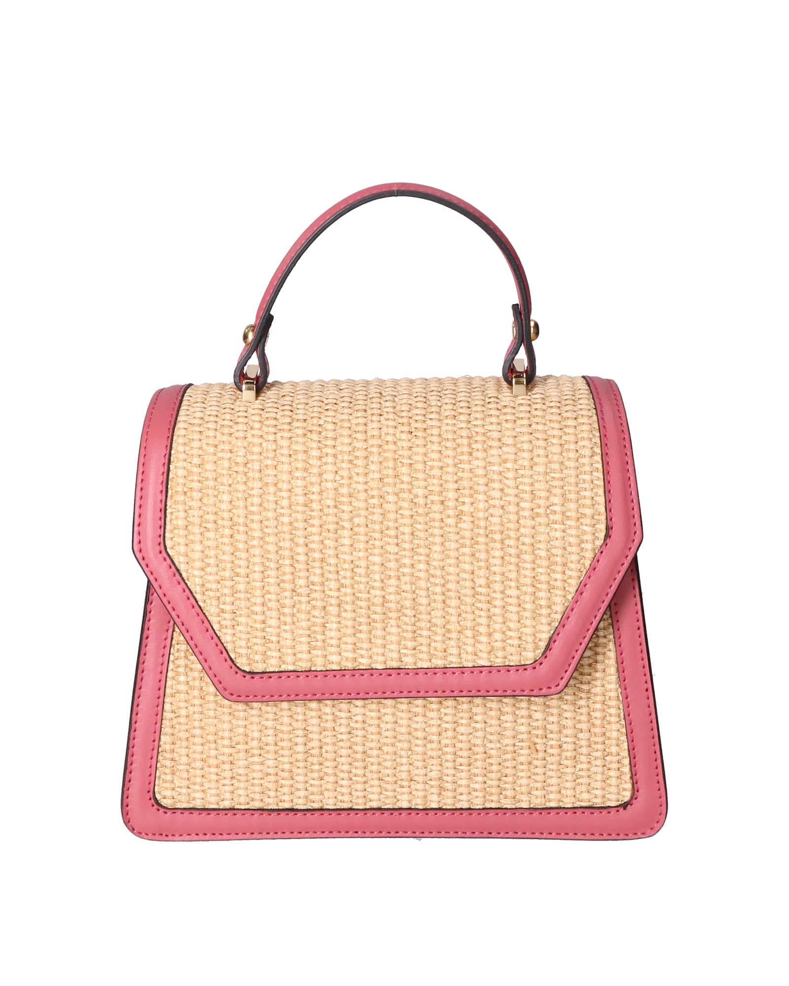 Borsa a mano da donna Pelle e Paglia X12-L126 ROSA ANTICO Roberta Rossi