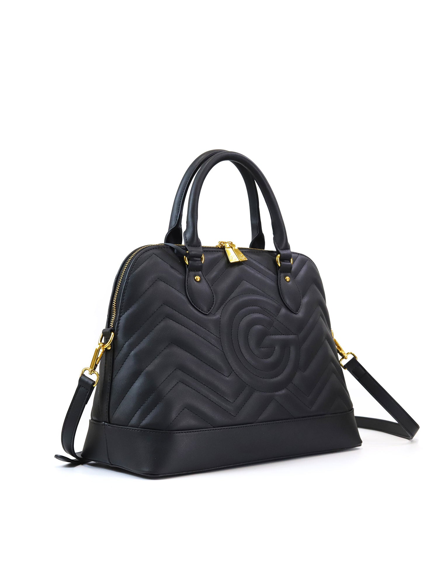 Borsa a mano da donna 100% pelle vegana PU GGB016BLK Gabriella G Firenze