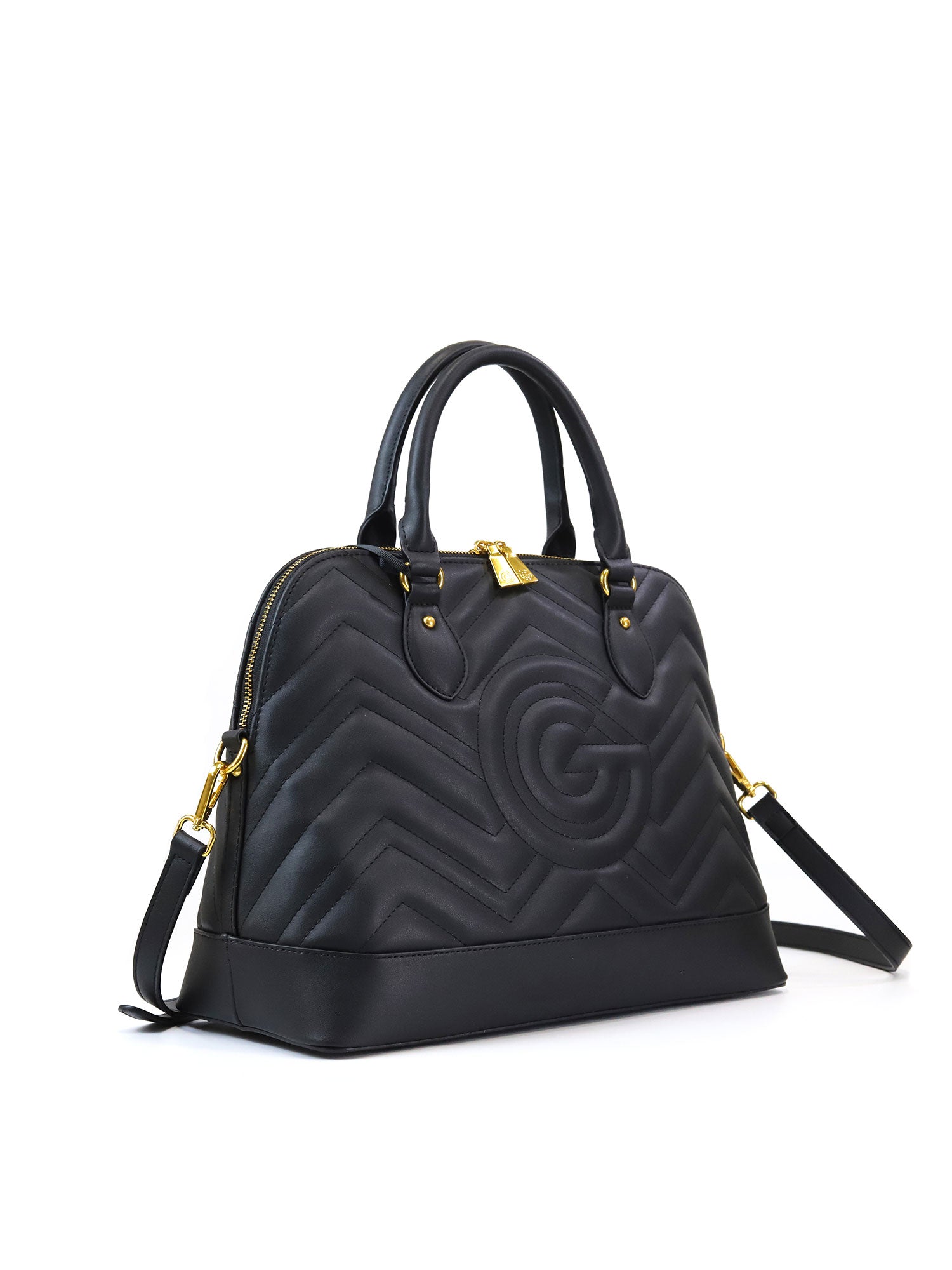 Borsa a mano da donna 100% pelle vegana PU GGB016BLK Gabriella G Firenze