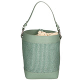 Women's bucket bag, mixed leather and fabric, Made in Italy, 24x18x15 cm