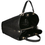 Borsa a mano da donna Misto pelle e tessuto Made in Italy 30x37,5x16 cm