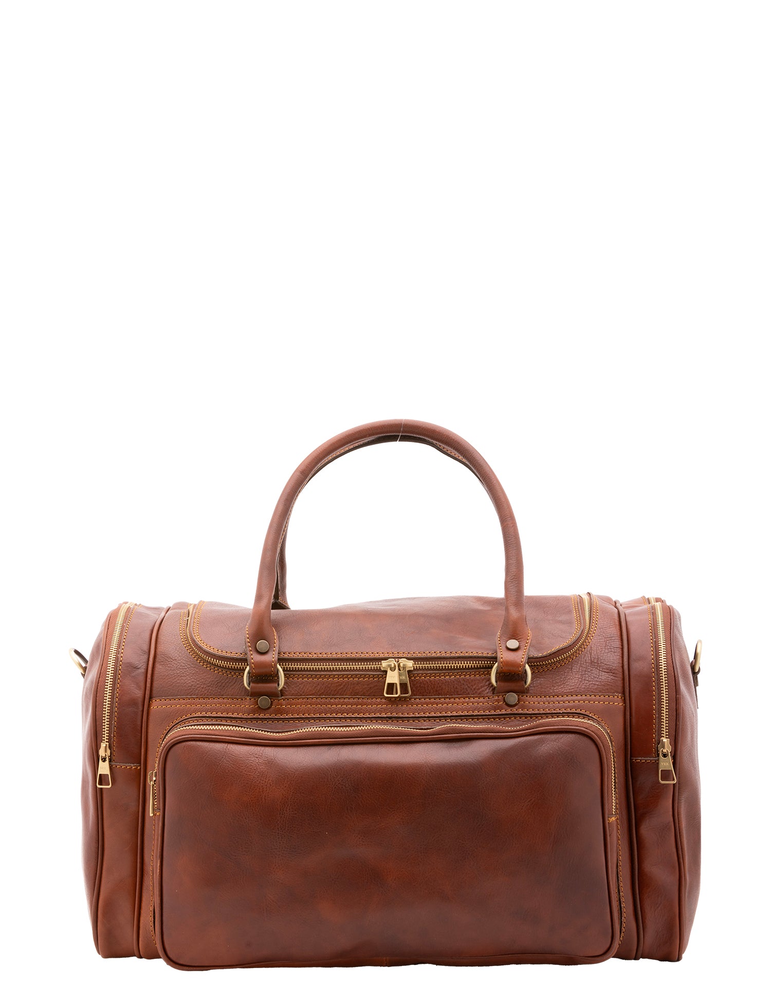 Borsa da viaggio unisex in vera pelle 100% cotone 4045-MARRONE Alessia Firenze