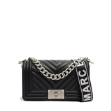 Borsa a mano da donna 100% Pvc FLAT S-BLACK + OFF SILVER Marc Ellis