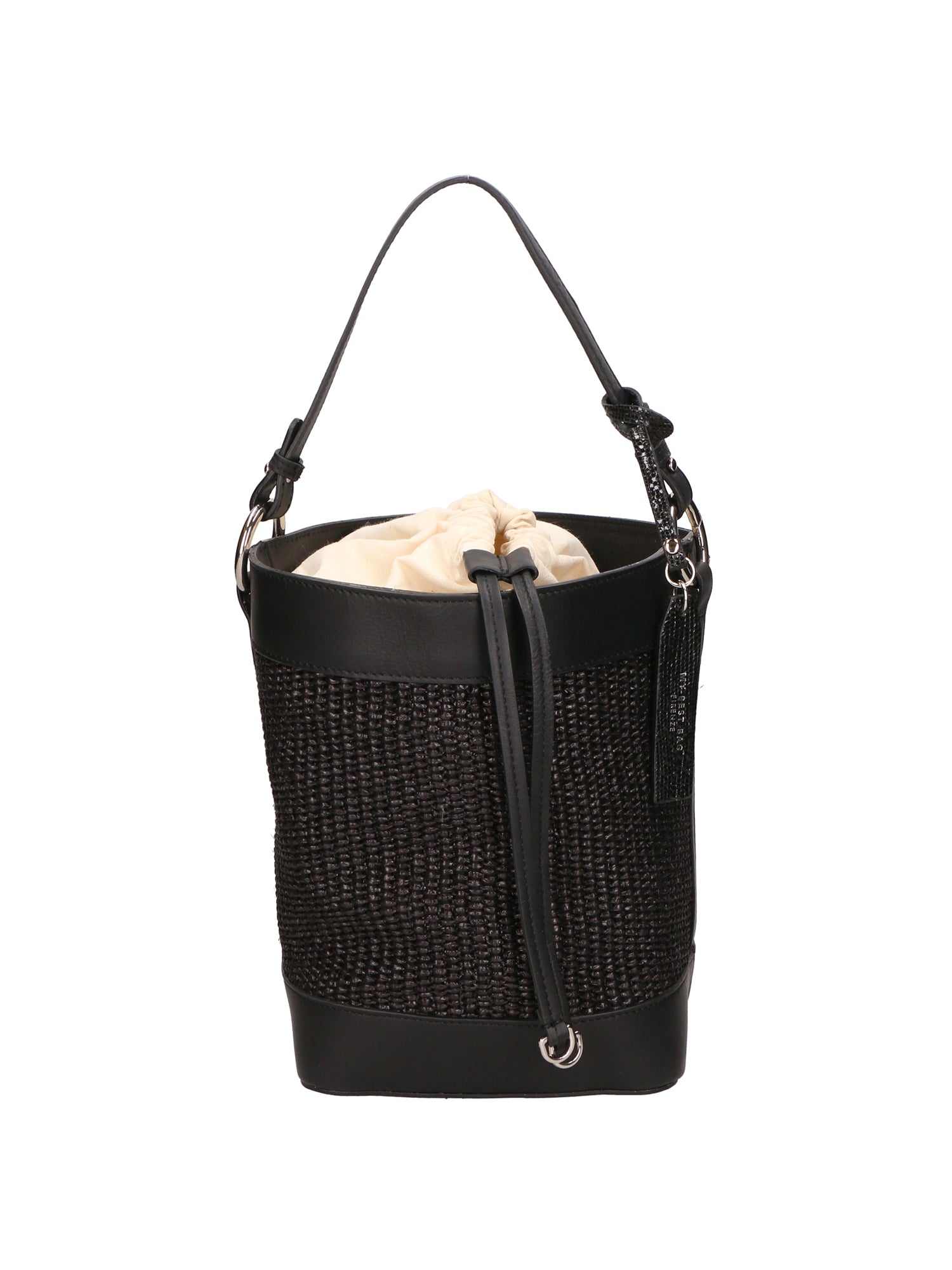 Borsa a secchiello da donna Misto pelle e tessuto MYB-05165-SS-12+S28 NERO My Best Bag