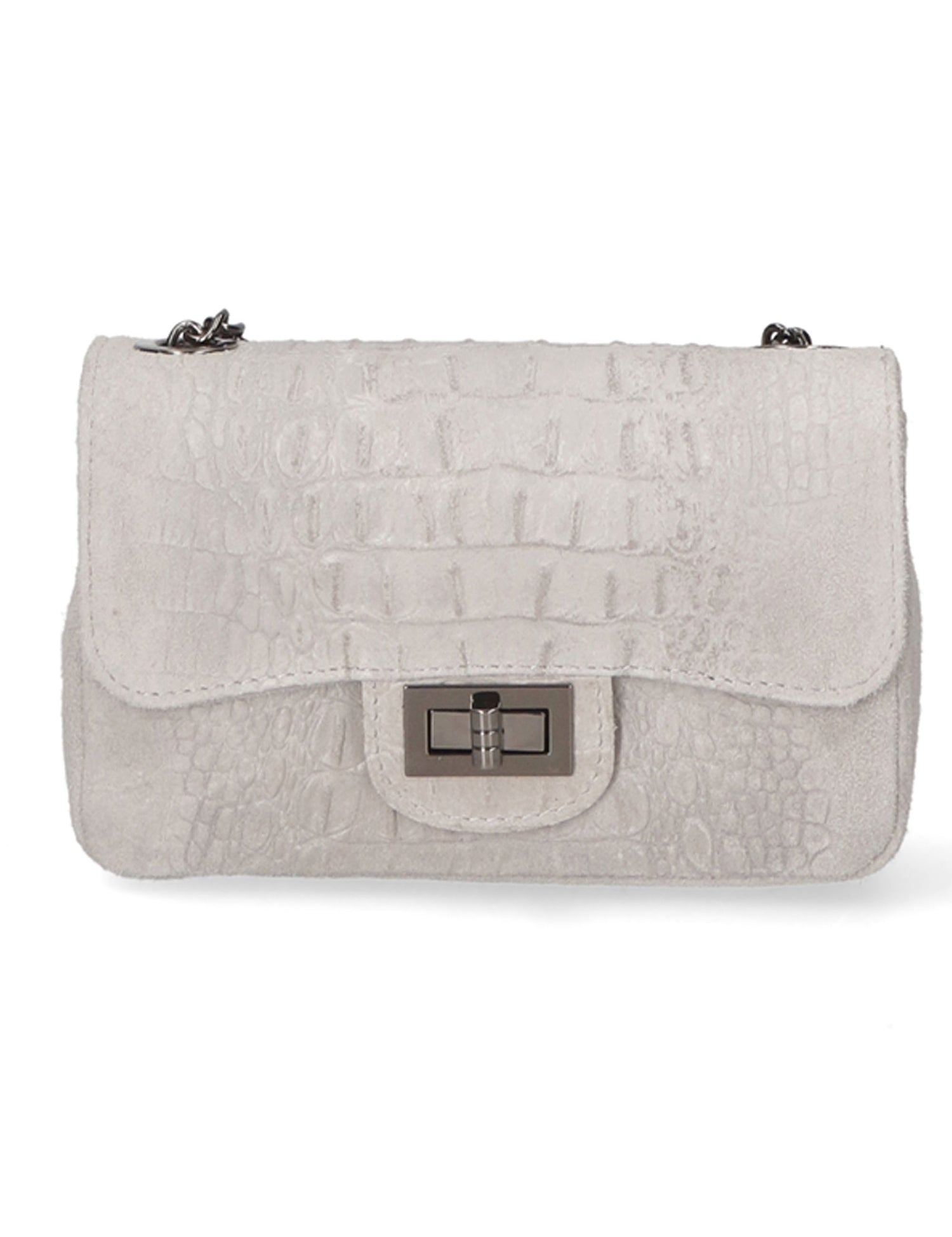 Camilla Borsa a tracolla da donna Pelle scamosciata croco 10029-GRIGIO Gave Lux