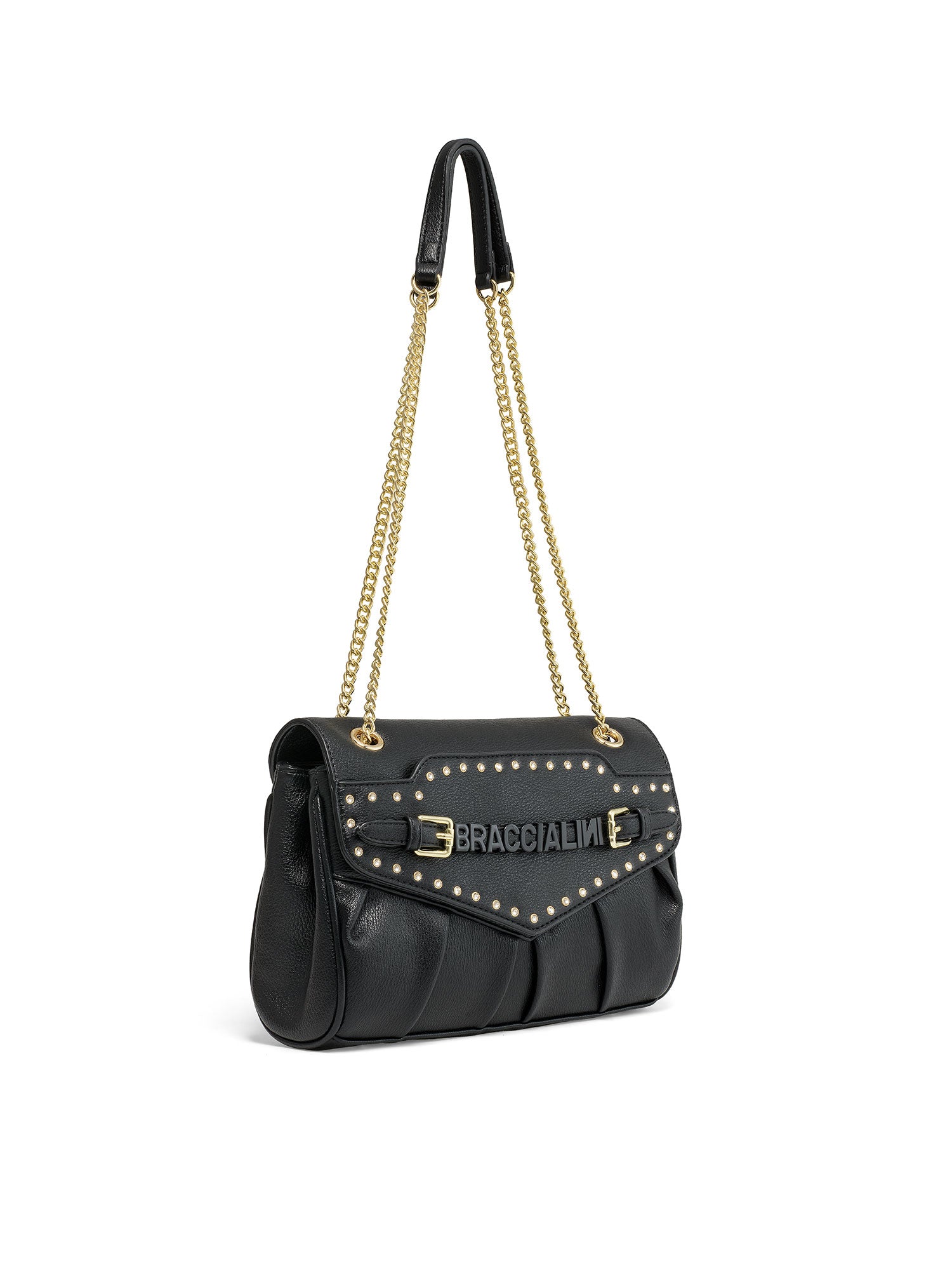 Elora Elite Borsa a spalla da donna 100% poliuretano B17131-NERO Braccialini