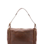 Borsa da viaggio unisex in vera pelle 100% cotone 4037-TESTA DI MORO Alessia Firenze