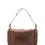 Borsa da viaggio unisex in vera pelle 100% cotone 4037-TESTA DI MORO Alessia Firenze