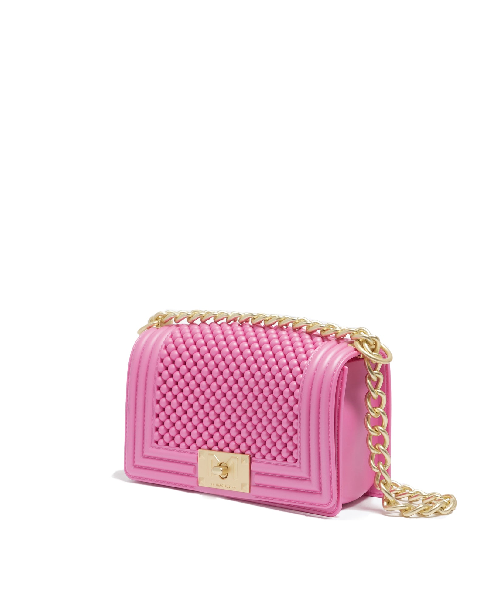 Borsa a mano da donna 100% Pvc FLAT S BALL-AURORA PINK + OFF GOLD Marc Ellis